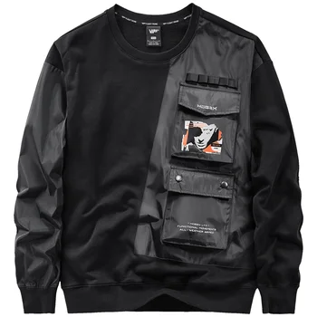 Funkcionalni stil, muška majica, jakna, moderan print, pulover-teretni s više džepova, veste, crna sportski kostim u stilu hip-hop, muški