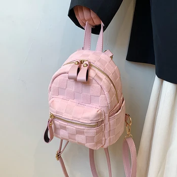 Godišnji kockice najlon ženski ruksak za korejskih studenata Samll, pink жаккардовый školski ruksak, moderan torba za djevojčice, putnu torbu na jedno rame