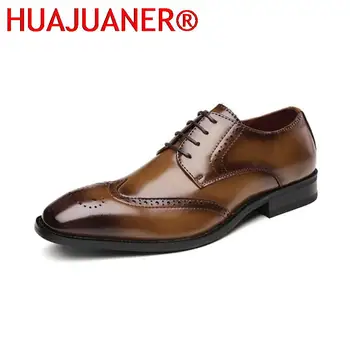 Gospodo modeliranje cipele Oxfords od prave kože za muškarce, branded muška obuća, modni luksuzna cipele s rupom tipa 