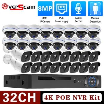 H. 265 32CH 4K POE NVR kit 8MP CCTV sigurnost Unutarnja vanjska vodootporna kamera Audio skladište night vision komplet za video nadzor