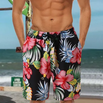 Havajski plaže kratke Muške hlače ljetne sweatpants s po cijeloj površini, bez džep, široke hlače s pet bodova, izravni slobodni hlače za kućne odjeće