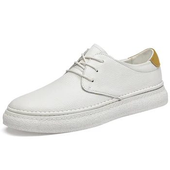 Hit prodaja muške cipele-оксфордов u Europi i Americi, jednostavne male bijele cipele, poslovne cipele, muške casual cipele od prirodne kože