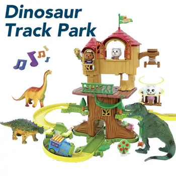 Igračka željeznica s dinosaura, električna kola, pustolovna utrka - fleksibilni staza s glazbom za dječake i djevojčice, najbolji poklon