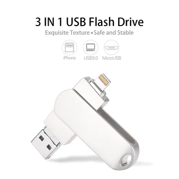 JASTER 3в1 Iphone lightning USB 3.0 Flash diskovi OTG Za ipad Android 256 GB, 128 GB i 64 GB, 32 GB i 8 GB Flash Drive Memory stick U disk