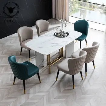 Jednostavan raskošan stol od američkog mramora pravokutni dom mali apartman je moderno минималистичная kombinacija stola za blagovanje i stolice