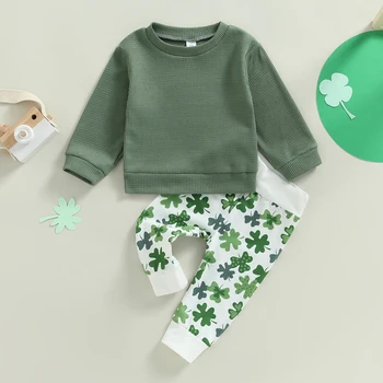 Jesenje kompleti odjeće za novorođene dječake i djevojčice na Dan Svetog Patrika, zelene blebetanje свитшоты s dugim rukavima + duge hlače, casual odjeća