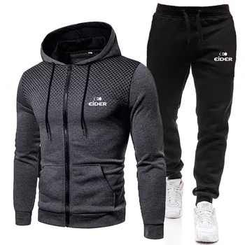 Jesensko-zimskom muški džemper za odmor + sportske hlače, nošnja, Muška Sportska odjeća za fitness zip sa kapuljačom, sportski odijelo s kapuljačom s po cijeloj površini