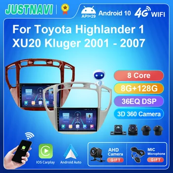JUSTNAVI Auto Radio Mediji za Toyota Highlander 1 XU20 Kluger 2001-2007 Stereo Android Auto DSP RDS Carplay Player Navi