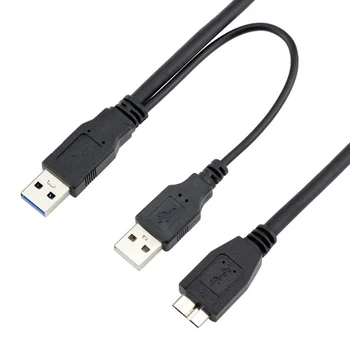 Kabel-ac ispravljač za USB 3.0 s dva priključka USB3.0 A i Micro-USB 3.0 Y s dodatnim napajanjem za mobilni hard disk