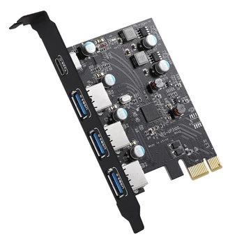 Kartica za proširenje PCI-E na USB3.0 + Type C (Pcie Kartica) s 3 Priključka s karticom za proširenje Superspeed USB 3.0 PCI za Windows, MAC OX