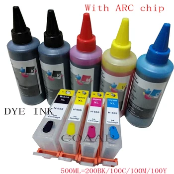 Kit je Kompatibilan za višekratnu upotrebu spremnika za tintu hp655 (500 ml boje tinte) za printer HP Deskjet 3525 4615 4625 6520 6525 6625 5525 6525