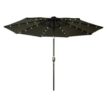 Kišobran za vrt 9' Black Octagon Deluxe za solarne baterije s led pozadinskim osvjetljenjem