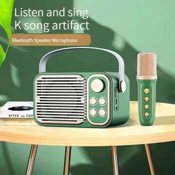 Klasicni Velika Kutija Zvučnika Prijenosni Bluetooth Bežične Stereo Subwoofer Bas Mp3 player S Mikrofonom Obiteljska karaoke osnovna sustav