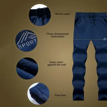 Komplet hlače s džepovima, komplet muške zimske sportske odjeće s rol-bar, hlače s elastičnim pojasom, puno džepova za udobnost