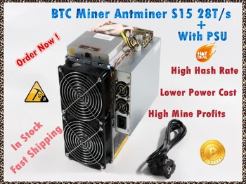 Koristi BITMAIN BTC BCH SHA-256 Miner AntMiner S15 28T S napajanjem биткойн-miner Bolje nego S9 S9i S9j T9 + WhatsMiner M3 M10 M10S