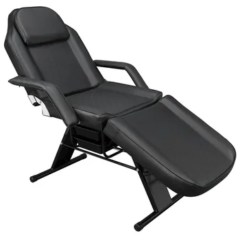 Kose stolica s tetovažom dvostruke namjene, podesiva masažna krevet za salon za uljepšavanje, SPA, s povucite spremnik, 185x82x80 cm, crna [rasprodan u SAD-u]