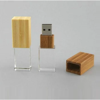 Kreativni Drveni Kristalnu USB Flash Drive sa Personalizirane Foto-Logom 4 GB 8 GB 16 GB, 32 GB, USB 2.0 Pendrive Custom Logo za Svadbene darove