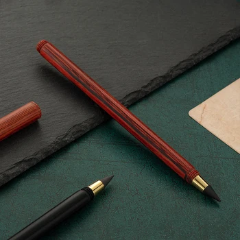 Kreativni trajna olovka za neograničen pisma od prirodnih sandalovine bez izoštravanje Pišite kontinuirano bez tinte Pribadača ručka