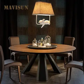 Kuhinjski stolovi od punog drveta sa gramofon Nordic Simple Log Restoran namještaj za dom Veliki moderni okrugli stol i stolice