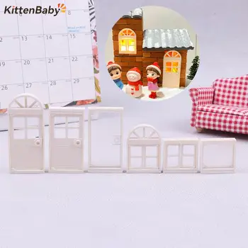 Kuća lutaka Koliba svojim rukama s pokretnim otvaranje i dolikuje minijaturna vrata Mini Kuća Vila Plastične vrata i prozore Model kuće igračka