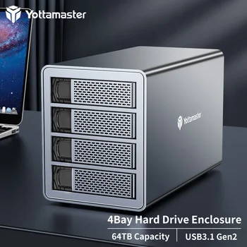 Kućište tvrdog diska Yottamaster 4Bay S dvostrukim ulazom Type-C, USB 3.1 Gen2 SATA Za pohranu vanjskih tvrdih diskova Podržava mnoge serije strojeva