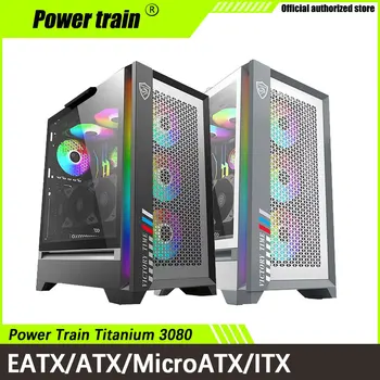 Kućište za stolno računalo Power Train Titanium 3080 EATX, prosječna toranj, bočno transparentno igra RGB-šasije sa vodenim hlađenjem 360 °