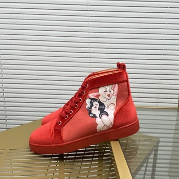 Kvalitetna muška casual cipele s crvenim potplatima, luksuzne ženske kožne tenisice, trendy tenisice Unisex, omladinska design парусиновая cipele MD0129