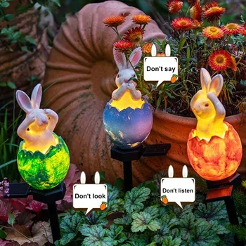 Led figurica sunčeve zeca, uložene u zemlju svjetla, vanjsko vodootporno lampe od jajeta zeca od smole, dekoracija dvorišta, vrta, vile, travnjaka