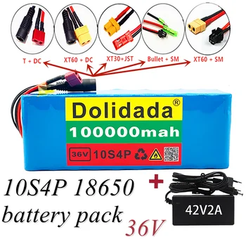 Litij baterija 10S4P 36V 100Ah veliki kapacitet pogodan za bicikala i električnih vozila s BMS i punjačem podesiva utičnica