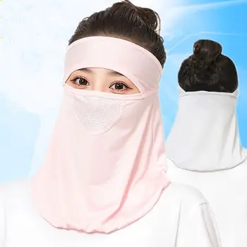 Ljetna prozračna солнцезащитная maska od ledenog svile, zaštitu torbica za lice, veo, gini za osobe s podesivim ventilom na vratu, vanjski šal za lice