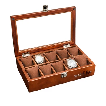 Luksuzna drvena kutija za sat, rokovnik, 10 mjesta, starinski kutija za pohranu, organizator za vremenske okvire, gospodo satova, torbica, dar ideja