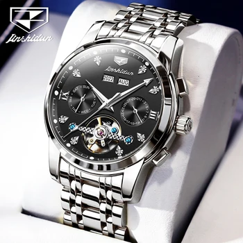Luksuzni muški sat TAXAU od nehrđajućeg čelika, multifunkcionalni šuplje kalendar, vodootporni ručni sat, automatski mehanički sat za muškarce