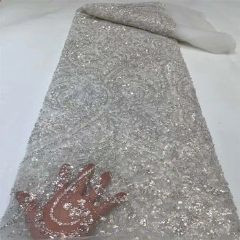 Luksuzni perle, ručni rad, нигерийская cvjetne čipke tkanina 2023, afrička i francuska vez, čipka šljokice za večernje haljine XC-300