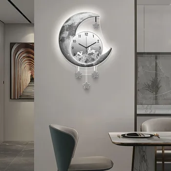 Luksuzni zidni sat u Unutrašnjosti sobe skandinavski okrugli elektronski svijetleći bešumni zidni sat styling zidova