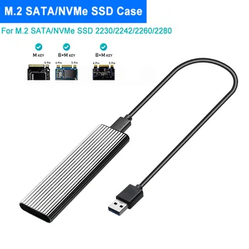 M2 SSD Torbica NVME Telo M. 2 na USB SSD Adapter za NVME PCIE NGFF M. 2 SATA SSD M/B + M Ključ 2230/2242/2260/2280 M2 Dual Protokol