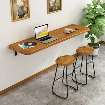 Mali obiteljski sklopivi stol od punog drveta, kuhinjski zid pisaći stol, jednostavan trening stol za laptop