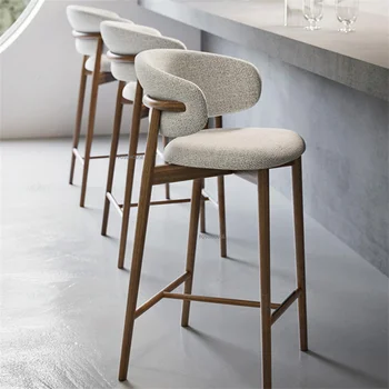 Moderan bar stolica od punog drveta, skandinavski stolica za kuhinju, lagana tkanina bar stolica s visokim nogama, osnovna dnevni boravak