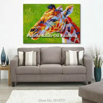 Moderna ručno oslikana uljem, украшающая dnevni boravak, visi slika žirafa