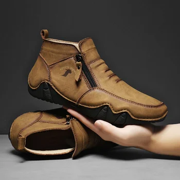 Muške kožne cipele 2023, ulični modni muške cipele, čizme, muške cipele za brdski putovanja, otporna na habanje udobna radna obuća