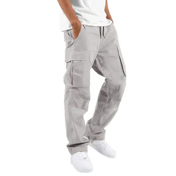 Muške ljetne hlače, običan prozračna džepovi na шнурках, slobodne ravne hlače, tanke быстросохнущие sportske hlače za teretane, crna, siva