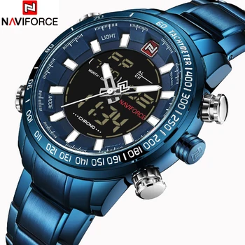 NAVIFORCE Luksuzni muški analogni kvarcni sat je Moderan sportski digitalni led sat Vodootporan muški sat Clock Man Relogio Masculino