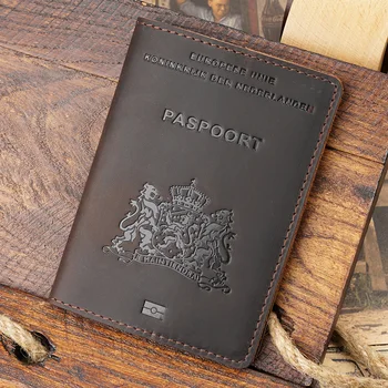 Navlaka za putovnice od prave kože Nederlands Muška kožna navlaka za putovnice za putovanja nederland Business Travel Paspoort Hoesje