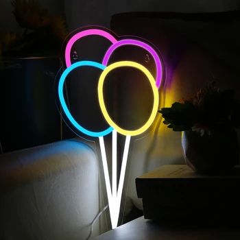 Neonska reklama s balonom s napajanjem iz USB soba dekor, led neonski svjetiljka s podesivim svjetline, noćno svjetlo za bar, restoran, wall art ukras za zurke