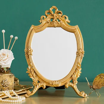 Nepravilan stol Ukrasna ogledala za šminkanje Stol Zlatno ukrasna ogledala za duša Pribor za brijanje Espelho Dekoracija spavaće sobe YX50DM