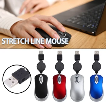 Nova 1 kom. optički mini retractable USB žičani miš prijenosni ergonomski miš Plava/crna/siva/crvena dodatnu boju Dugi vijek trajanja