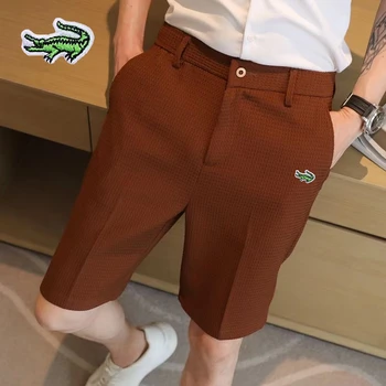 Nove muške kratke hlače Ice Silk s vezom, ljetna koreanska verzija, приталенный rezove, elastičan pojas, casual moda, ulični sport, пятиточечный