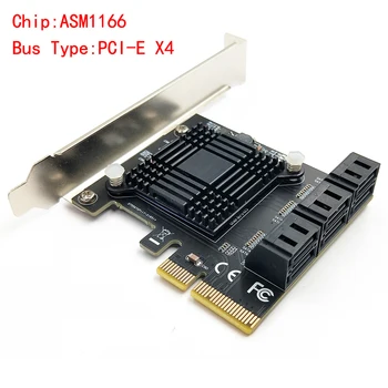 NOVI 6 SATA Portova 3,0 6 Gb/s PCI-Express Adapter Kartice za proširenje Riser S Jednim Priključkom do 500 Mb Chip ASMedia ASM1166 za IPFS Mining