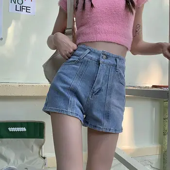 Novi korejski kratke hlače s visokim strukom, ženske slobodne ljetne traperice sa širokim штанинами, kratke