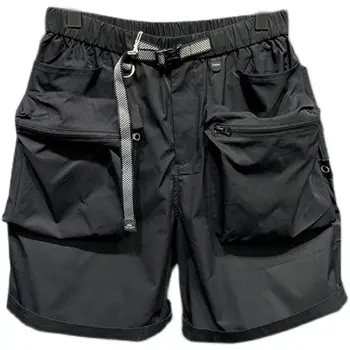 Novi korejski muške kratke hlače s puno džepova, jednostavna ljetna radna odjeća, полуботинки Harun, tanke hlače-teretni zatvarač veličine za muškarce 2023