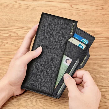 Novi marke koža muški novčanik s dugim elegantnim dizajnom, torba za mobilne kreditne kartice, višenamjenski držač, novčanik za kovanice